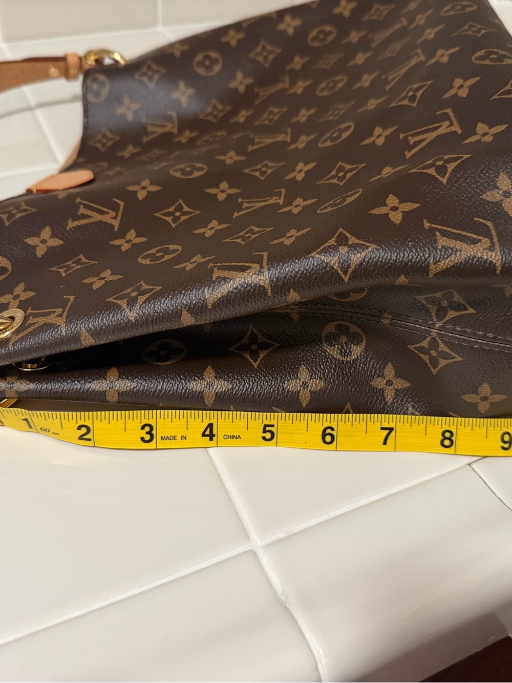 Louis Vuitton Monogram Shoulder Hobo in Brown with Tan Strap and Gold Hardware - Picture 13 of 16